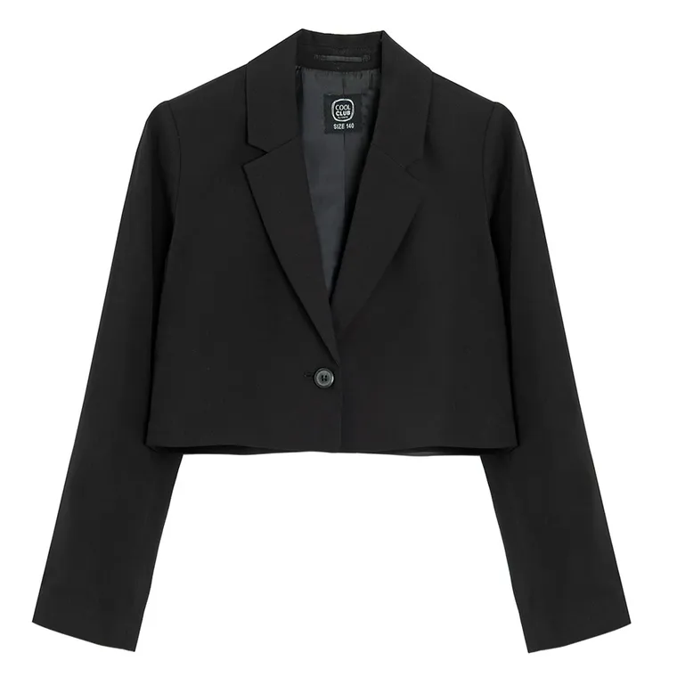 Cool Club, Sacou pentru fete, crop top, negru