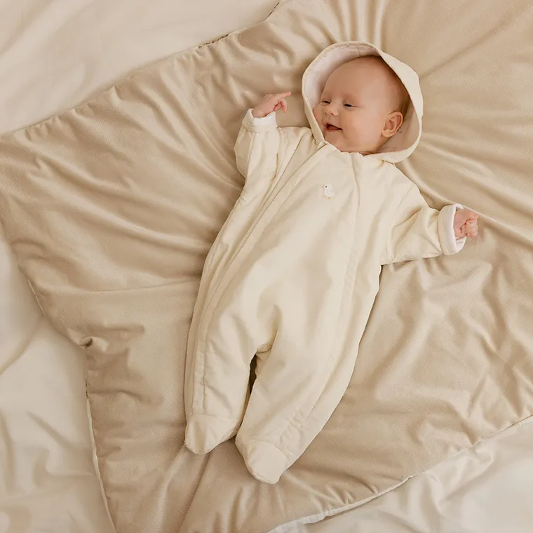 Cool Club, Salopeta de tranzitie cu gluga pentru bebelusi, reiata, bej