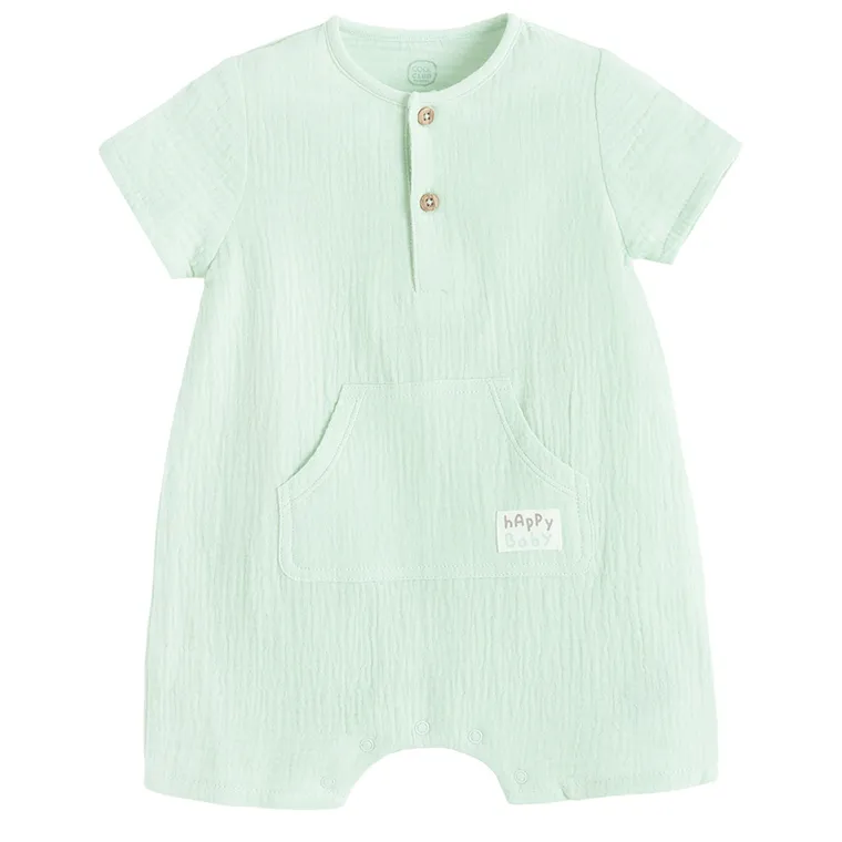 Cool Club, Salopeta rompers pentru baieti, muselina, verde