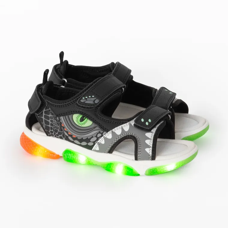 Cool Club, Sandale pentru baieti, negru, talpa cu leduri