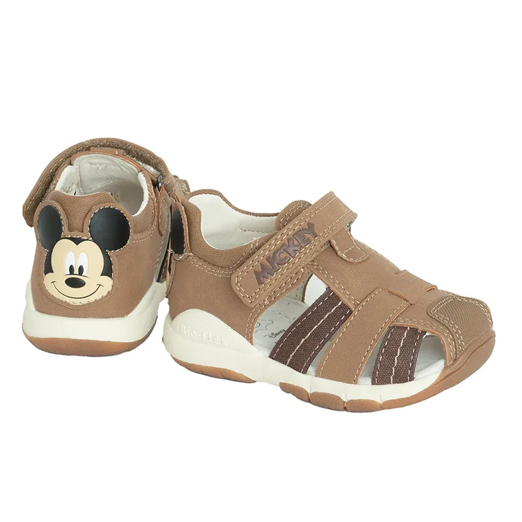 Cool Club, Sandale pentru baieti, parfumati, maro, talpa Bio-Flex, imprimeu Mickey Mouse