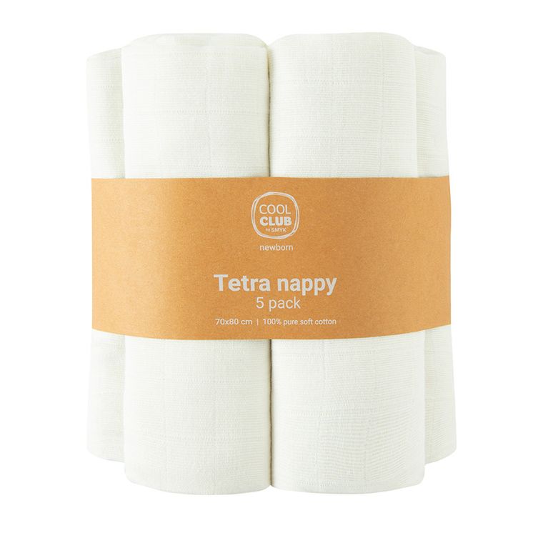 Cool Club, Scutece din tetra pentru bebelusi, 70-80cm, alb, set, 5 buc.