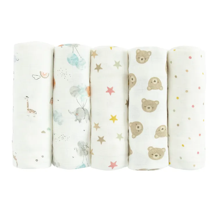 Cool Club, Scutece din tetra pentru bebelusi, 70-80cm, alb, set, 5 buc.