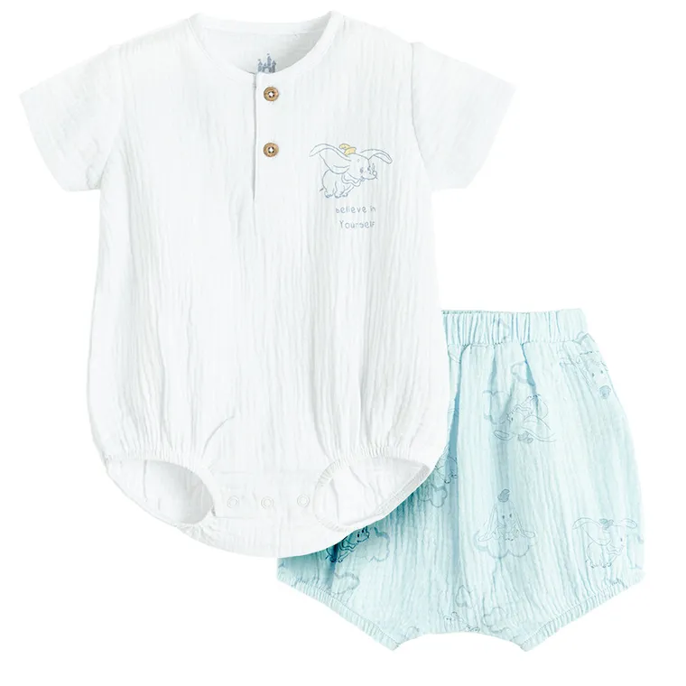 Cool Club, Set pentru baieti, Body cu maneca scurta, Pantaloni scurti, bloomers, mix, imprimeu Dumbo