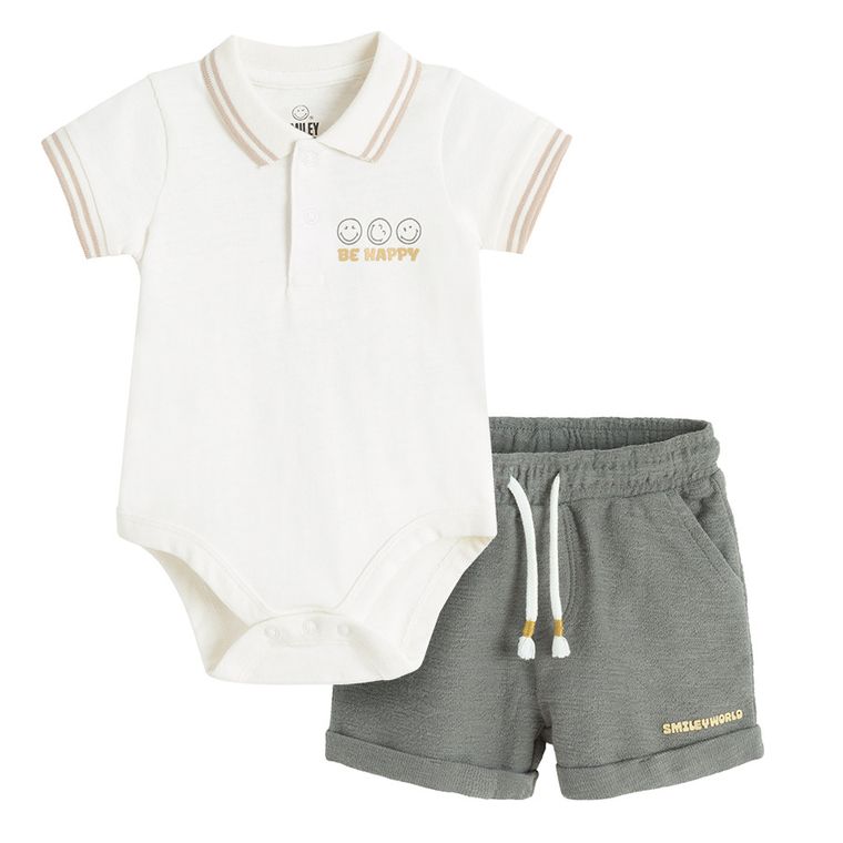 Cool Club, Set pentru baieti, Body cu maneca scurta, Pantaloni scurti, mix, imprimeu SmileWorld