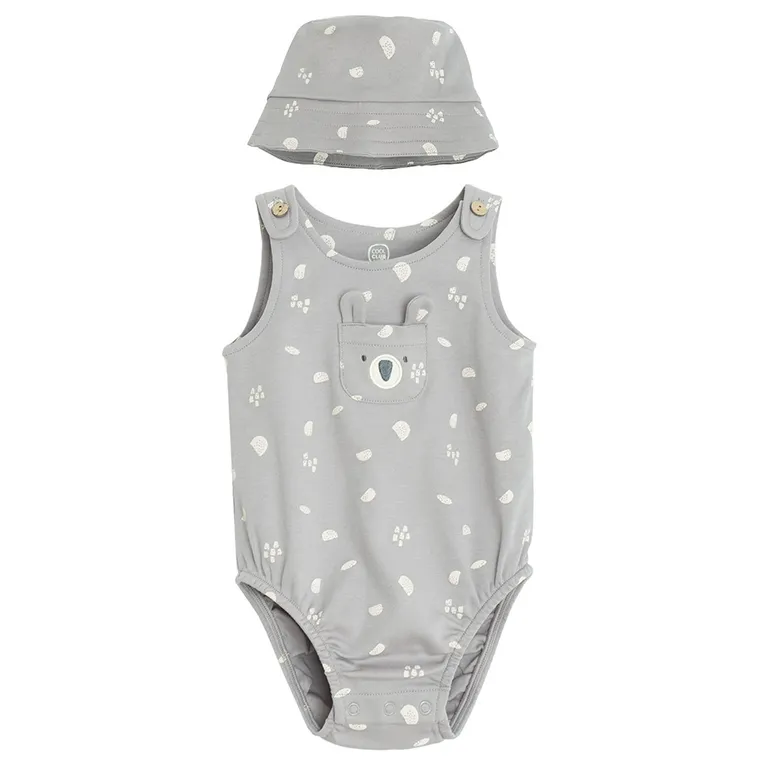 Cool Club, Set pentru baieti, Body fara maneci, Palarie, gri