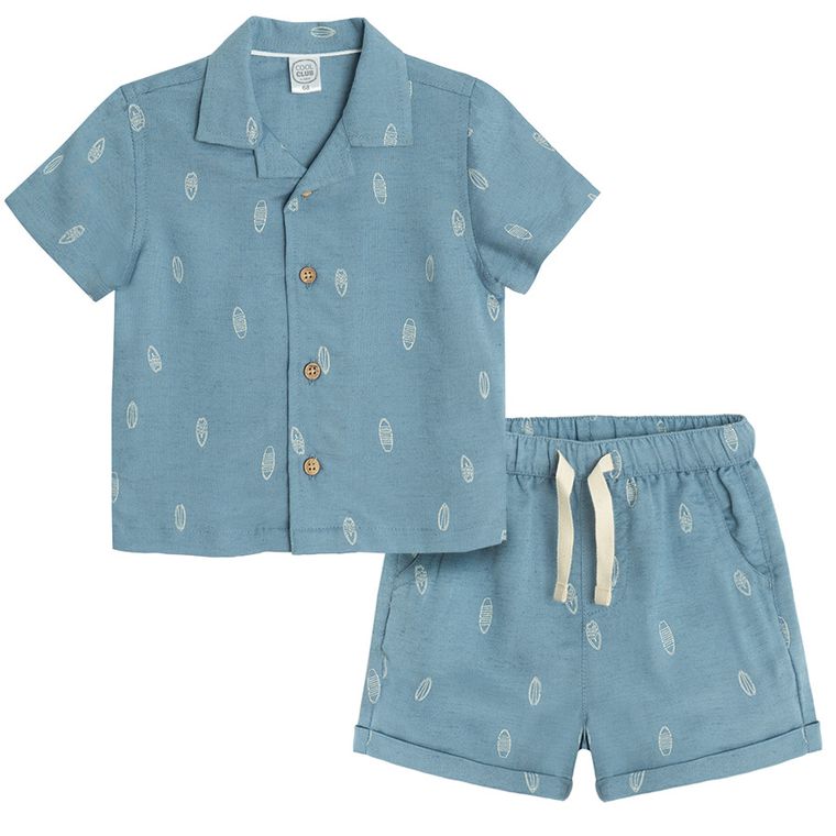 Cool Club, Set pentru baieti, Camasa cu maneca scurta, Pantaloni scurti, albastru