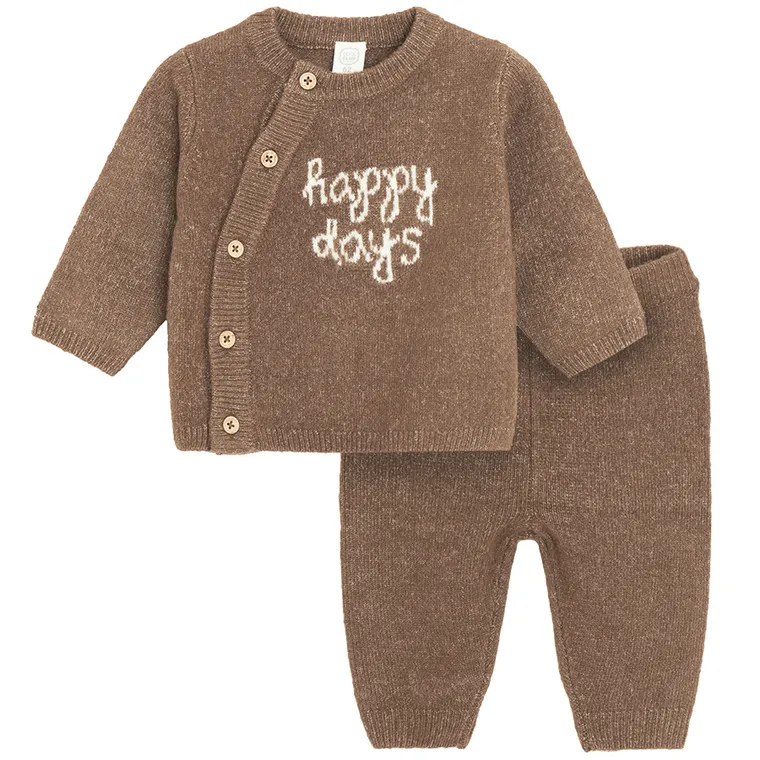 Cool Club, Set pentru baieti, Pulover cu nasturi, Pantaloni, maro