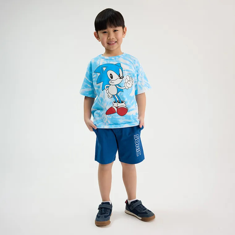 Cool Club, Set pentru baieti, Tricou, Pantaloni scurti, albastru, imprimeu Sonic the Hedgehog
