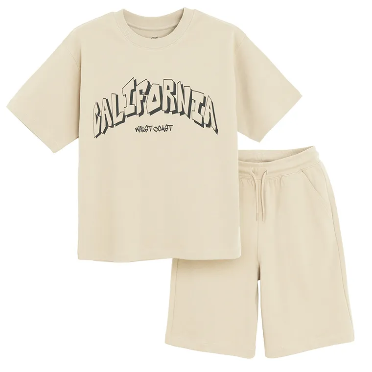 Cool Club, Set pentru baieti, Tricou, Pantaloni scurti, bej