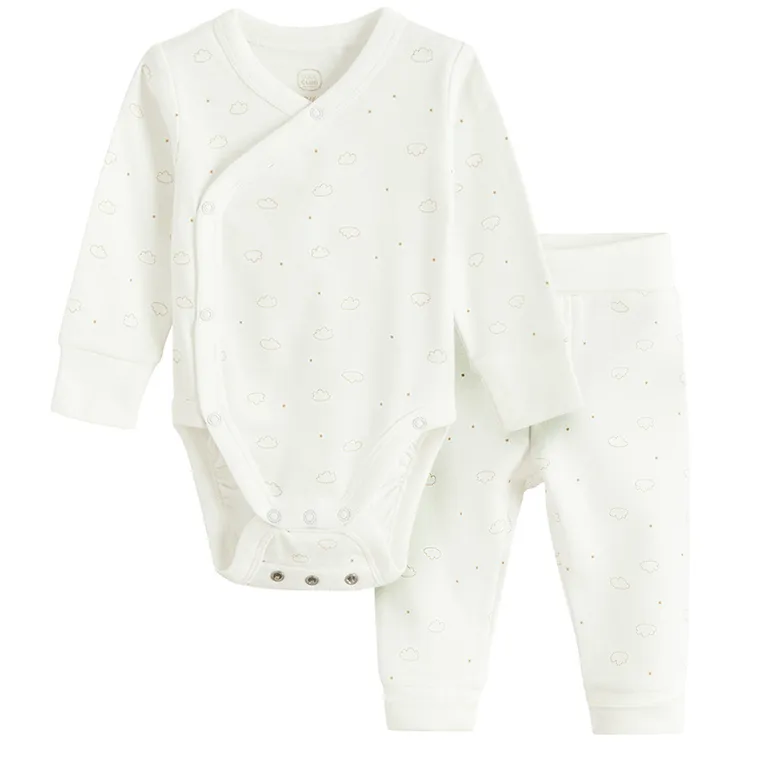 Cool Club, Set pentru bebelusi, Body cu maneca lunga, Pantaloni, alb