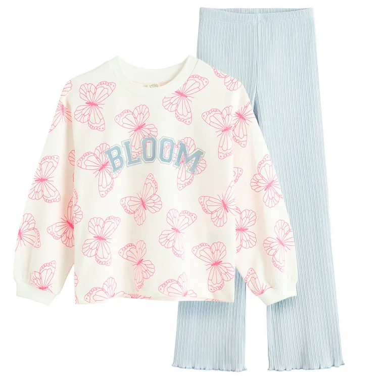 Cool Club, Set pentru fete, Bluza, Colanti, flare, din tricot striat, mix