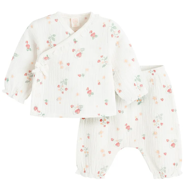 Cool Club, Set pentru fete, Bluza cu capse, Pantaloni fara botosei, alb