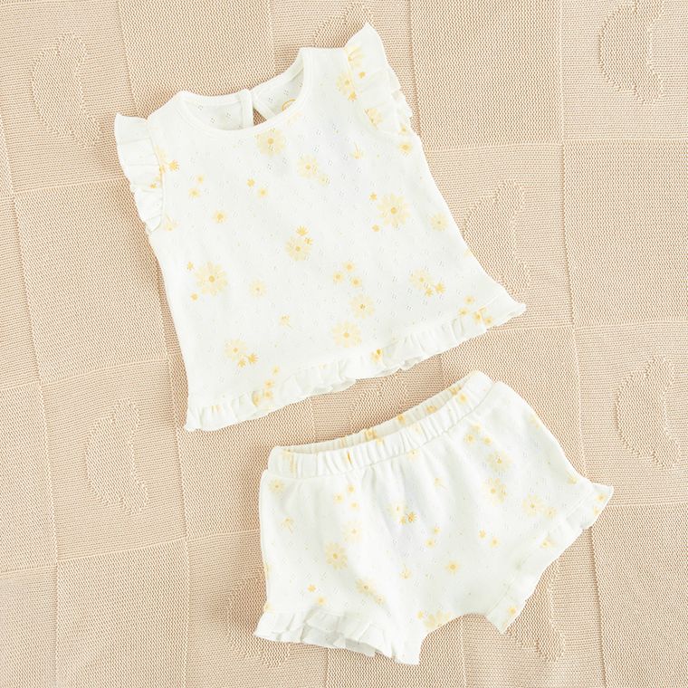 Cool Club, Set pentru fete, Bluza cu maneca scurta, Pantaloni scurti, alb