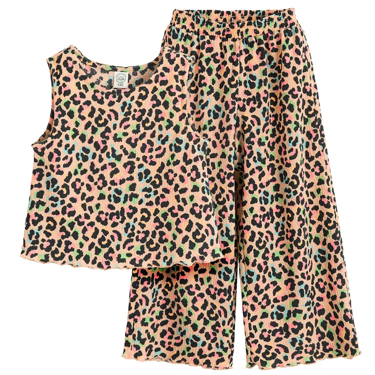 Cool Club, Set pentru fete, Bluza fara maneci, Pantaloni din textil, portocaliu