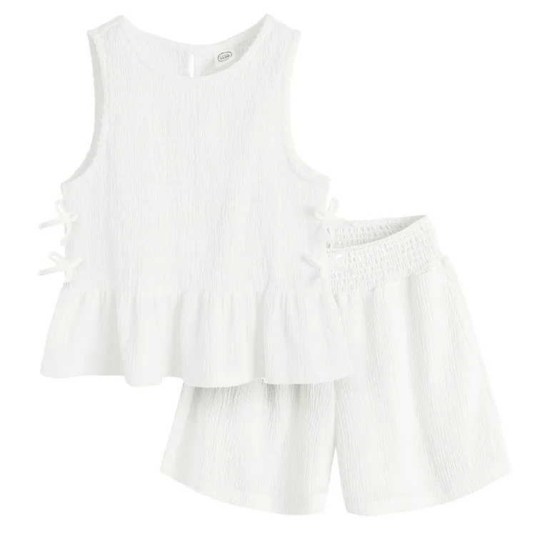 Cool Club, Set pentru fete, Bluza fara maneci, Pantaloni scurti, alb