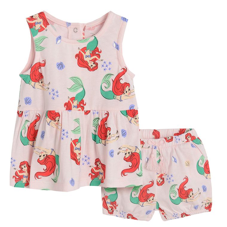 Cool Club, Set pentru fete, Bluza fara maneci, Pantaloni scurti, roz, imprimeu Disney Princess