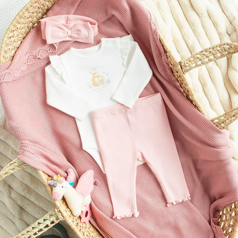 Cool Club, Set pentru fete, Body cu maneca lunga, Colanti, Bentita, din tricot striat, mix, imprimeu Winnie the Pooh