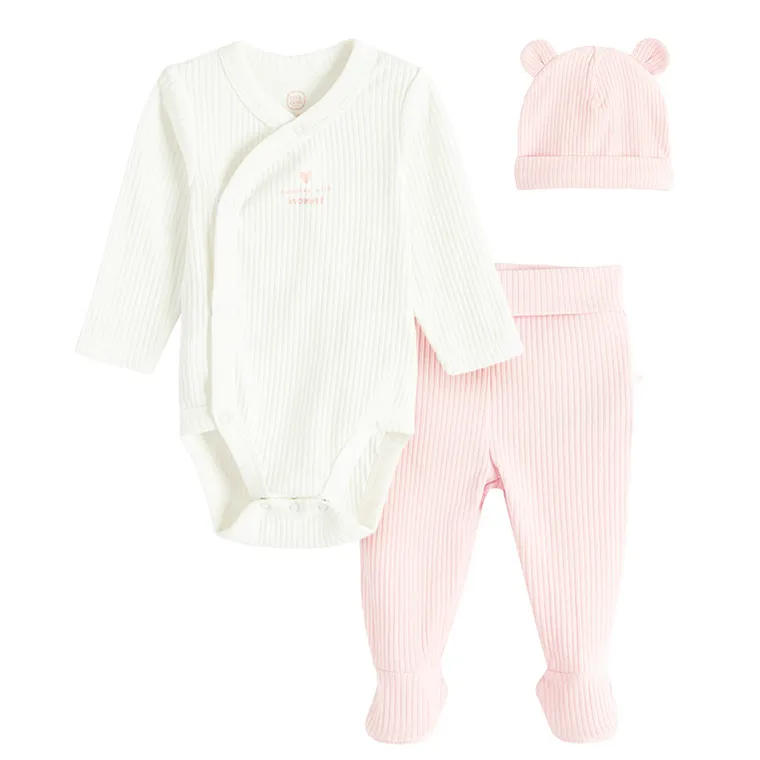 Cool Club, Set pentru fete, Body cu maneca lunga, Pantaloni cu botosei, Caciula, mix