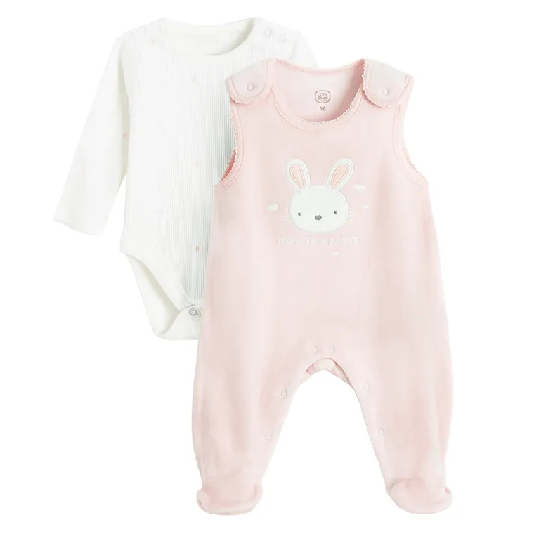 Cool Club, Set pentru fete, Body cu maneca lunga, Salopeta cu botosei, mix