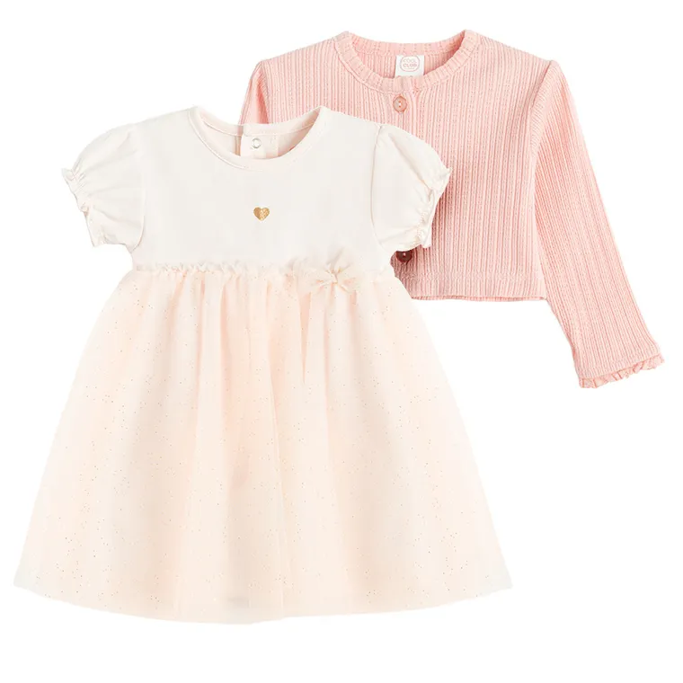 Cool Club, Set pentru fete, Body-rochie cu maneca scurta, Bolero, roz