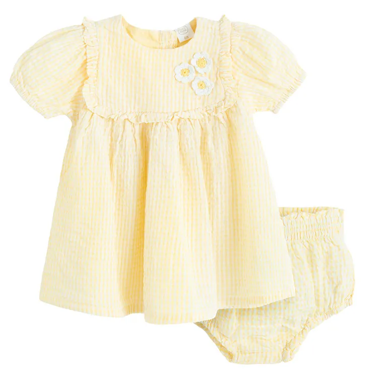 Cool Club, Set pentru fete, Rochie cu maneca scurta pentru fete, Pantaloni scurti bloomers, muselina, mix