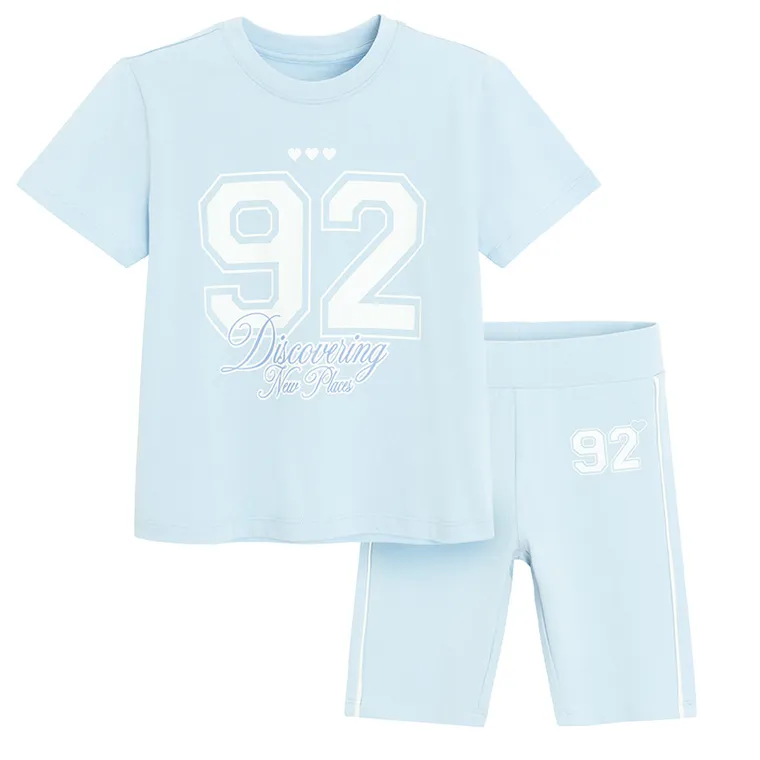 Cool Club, Set pentru fete, Tricou, Colanti scurti, albastru