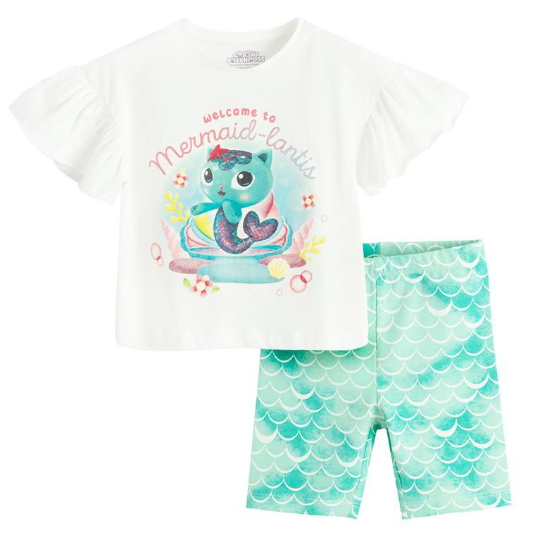 Cool Club, Set pentru fete, Tricou, Colanti scurti, mix, imprimeu Gabby's Dollhouse