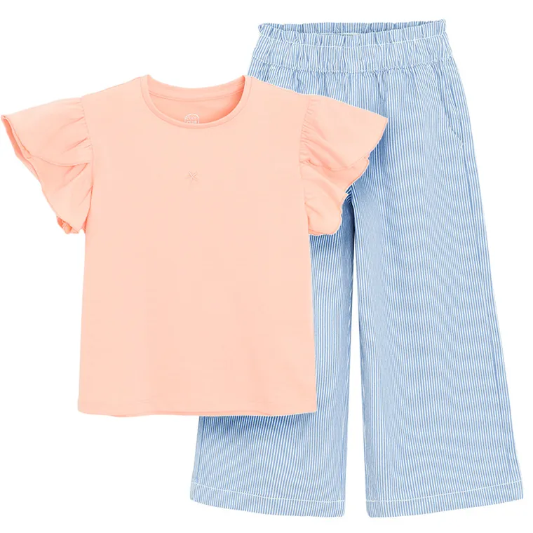 Cool Club, Set pentru fete, Tricou, Pantaloni din textil, wide, mix