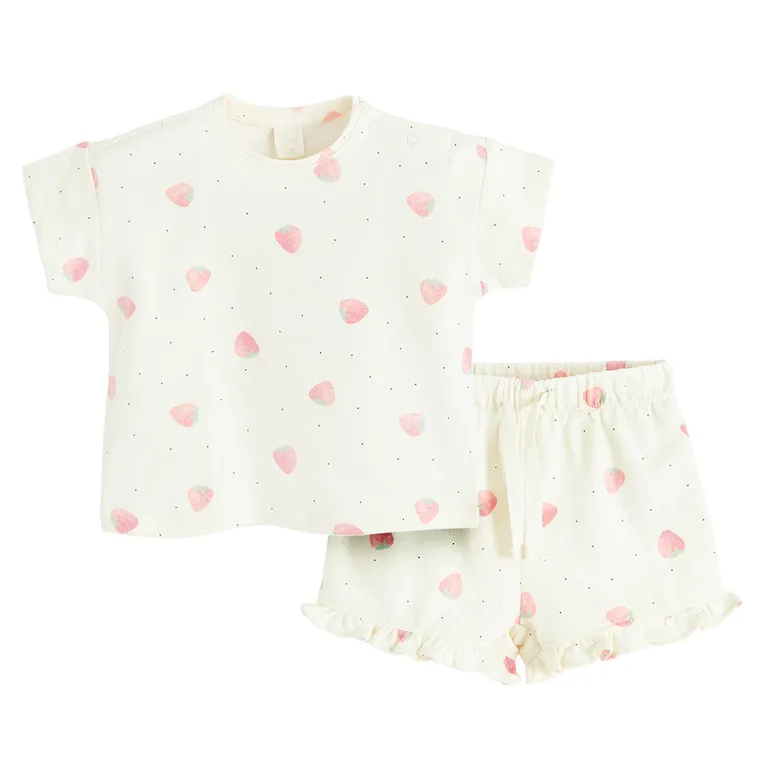 Cool Club, Set pentru fete, Tricou, Pantaloni scurti, ecru