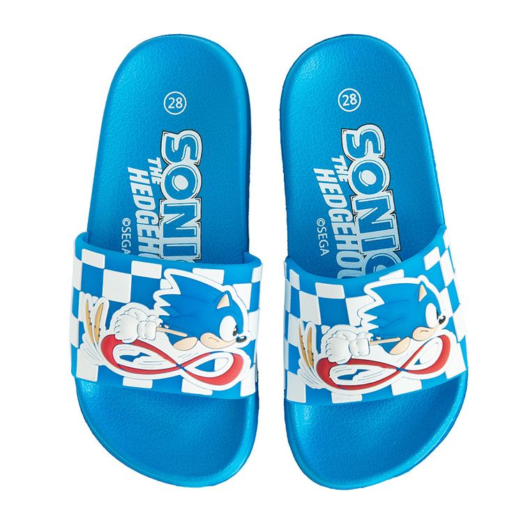 Cool Club, Slapi pentru baieti, albastru, imprimeu Sonic the Hedgehog