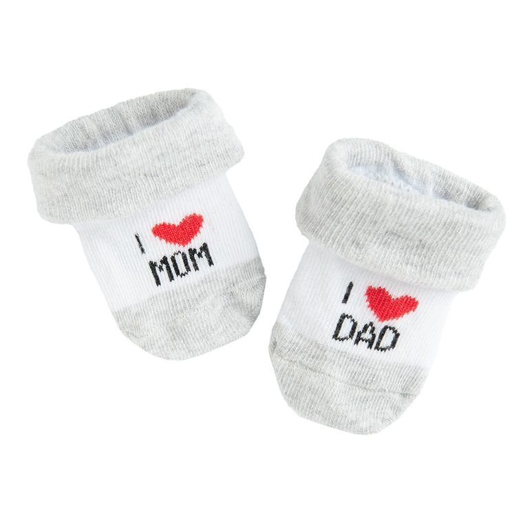 Cool Club, Sosete albe bebelusi, imprimeu I Love Mom, imprimeu I Love Dad
