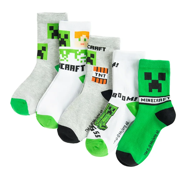 Cool Club, Sosete pentru baieti, mix, imprimeu Minecraft, set, 5 buc.