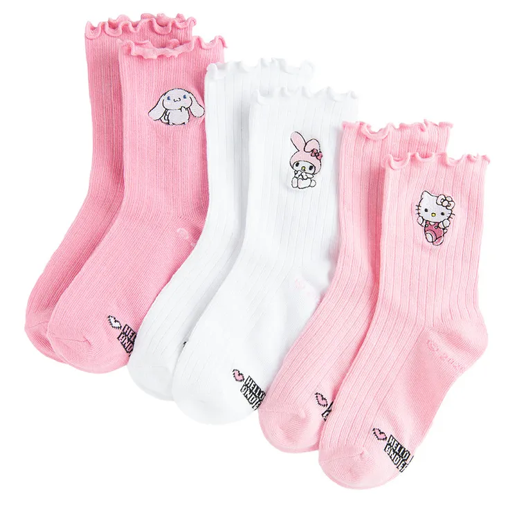 Cool Club, Sosete pentru fete, mix, set, 3 buc., imprimeu Hello Kitty and Friends