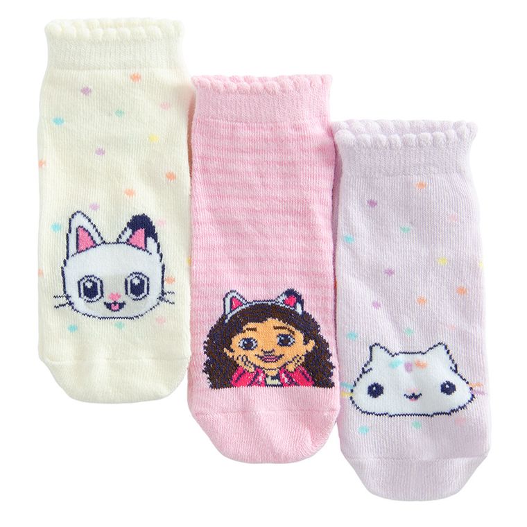 Cool Club, Sosete pentru fete, talpici, mix, imprimeu Gabby's Dollhouse, set, 3 buc.