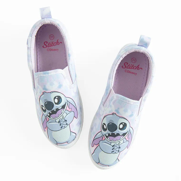Cool Club, Tenisi tip slip on pentru fete, albastru, imprimeu Lilo si Stitch