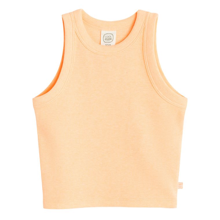 Cool Club, Top fara maneci pentru fete, din tricot striat, portocaliu fluo