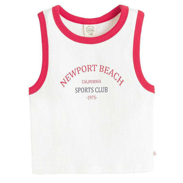 Cool Club, Top pentru fete, crop, din tricot striat, alb