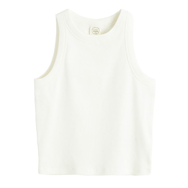 Cool Club, Top pentru fete, din tricot striat, alb