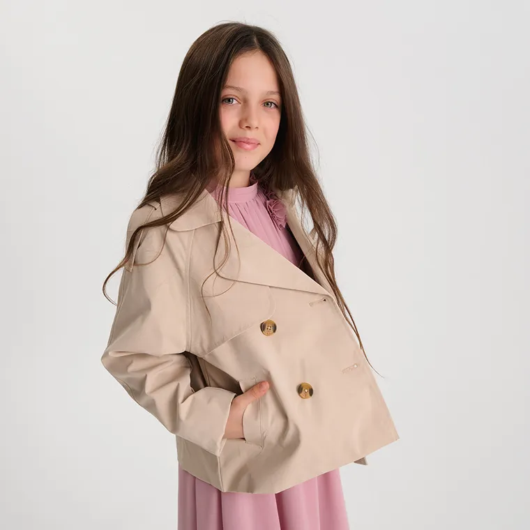 Cool Club, Trenci pentru fete, cropped, bej