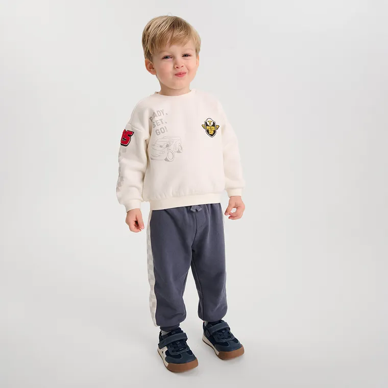 Cool Club, Trening pentru baieti, alb-albastru, imprimeu Cars