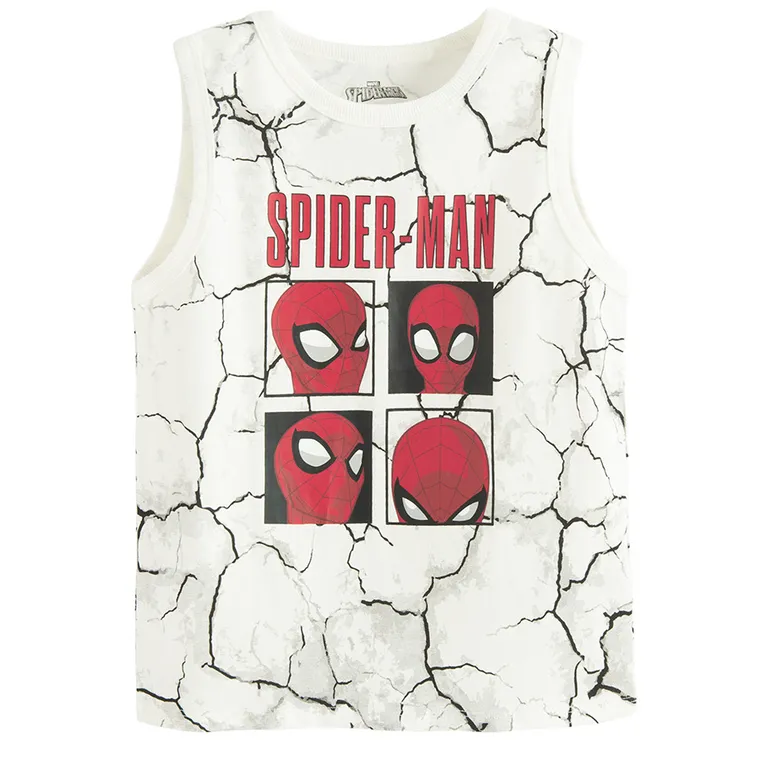 Cool Club, Tricou fara maneci pentru baieti, alb, imprimeu Spider-Man