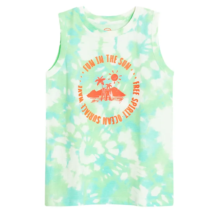 Cool Club, Tricou fara maneci pentru baieti, alb-verde