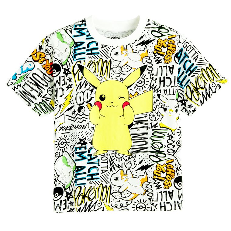 Cool Club, Tricou lejer pentru baieti, alb, imprimeu Pokemon