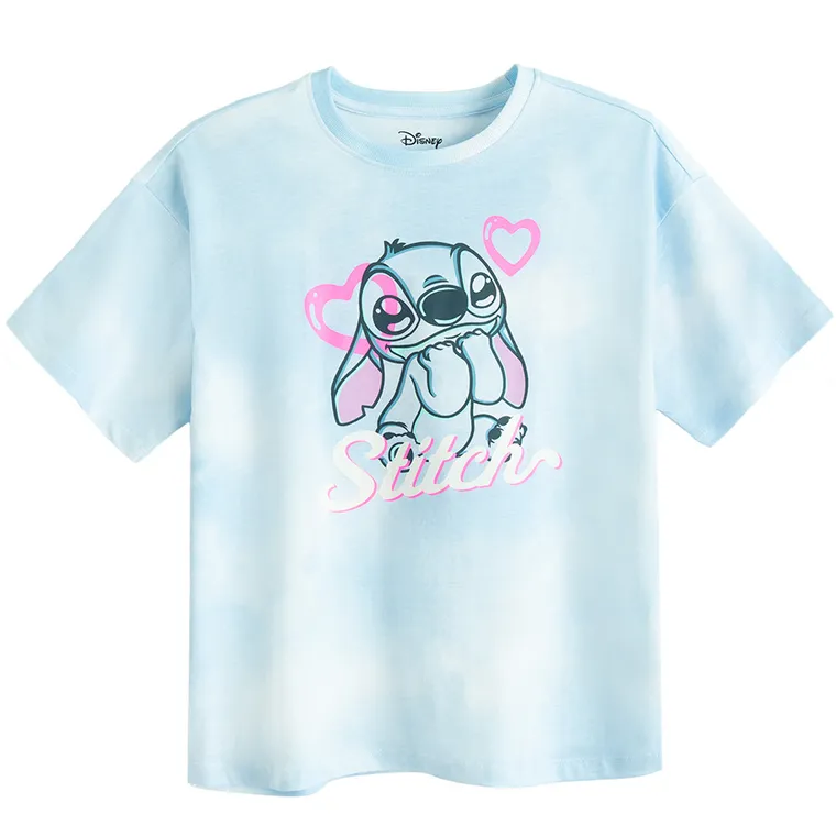 Cool Club, Tricou lejer pentru fete, albastru, imprimeu Lilo si Stitch