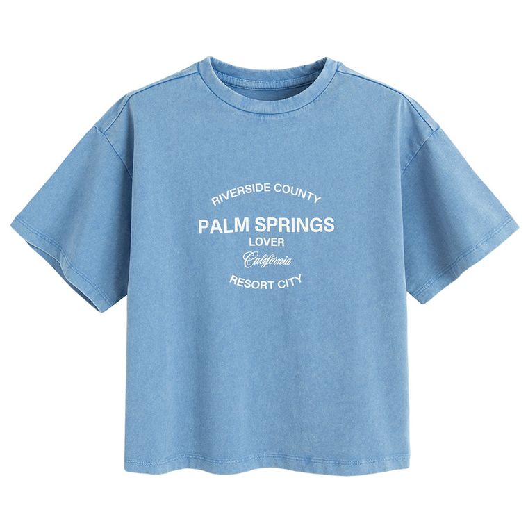 Cool Club, Tricou lejer pentru fete, crop top, albastru