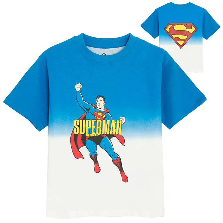 Cool Club, Tricou pentru baieti, alb-albastru, imprimeu Superman