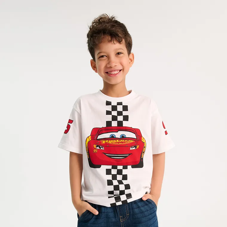 Cool Club, Tricou pentru baieti, alb, imprimeu Cars