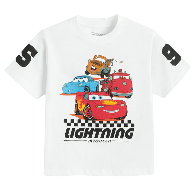 Cool Club, Tricou pentru baieti, alb, imprimeu Cars