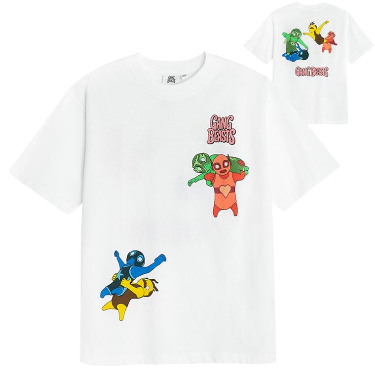 Cool Club, Tricou pentru baieti, alb, imprimeu Gang Beasts